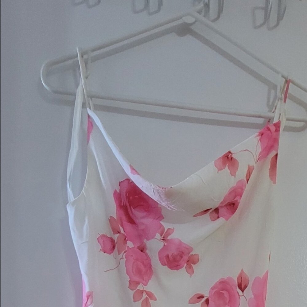 Fairweather Midi dress SMALL floral cowl neck long short with lining
